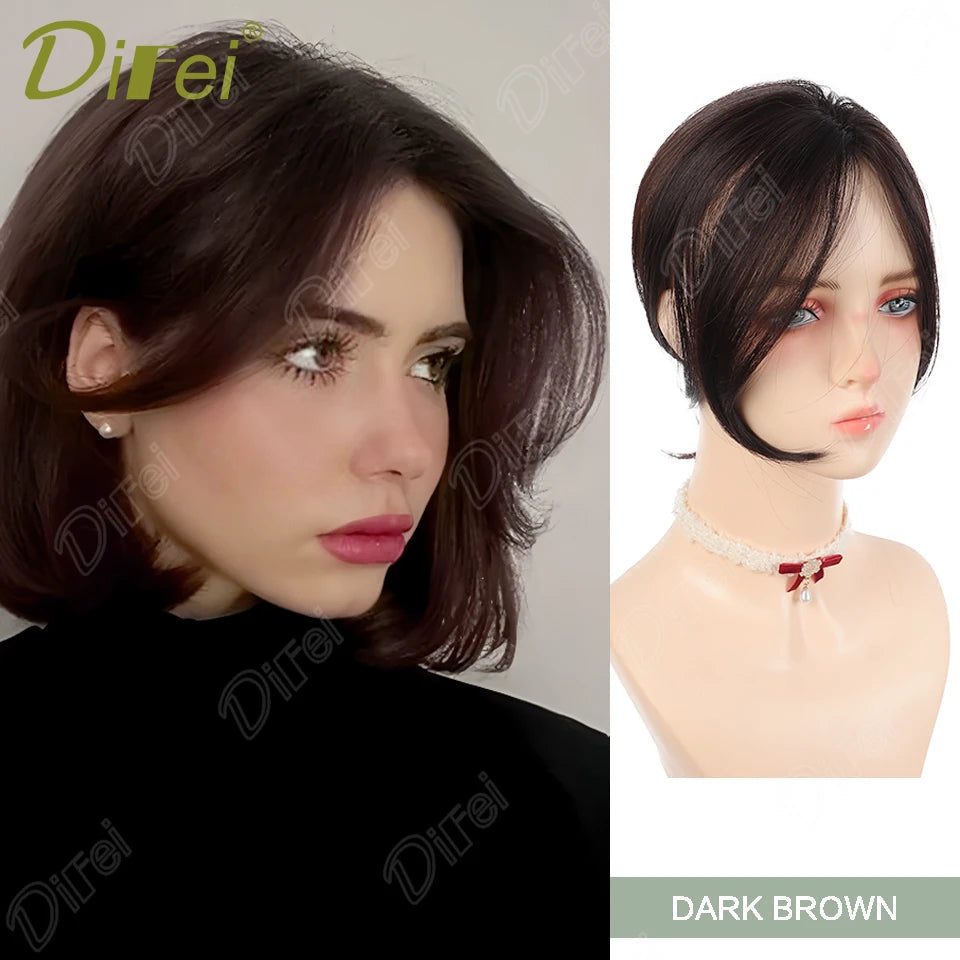Synthetic Wig Is Divided Into Bangs On The Top Of The Head  The Wig  Invisible Covers White Hair To Increase The Amount Of Hair Good Vibrations