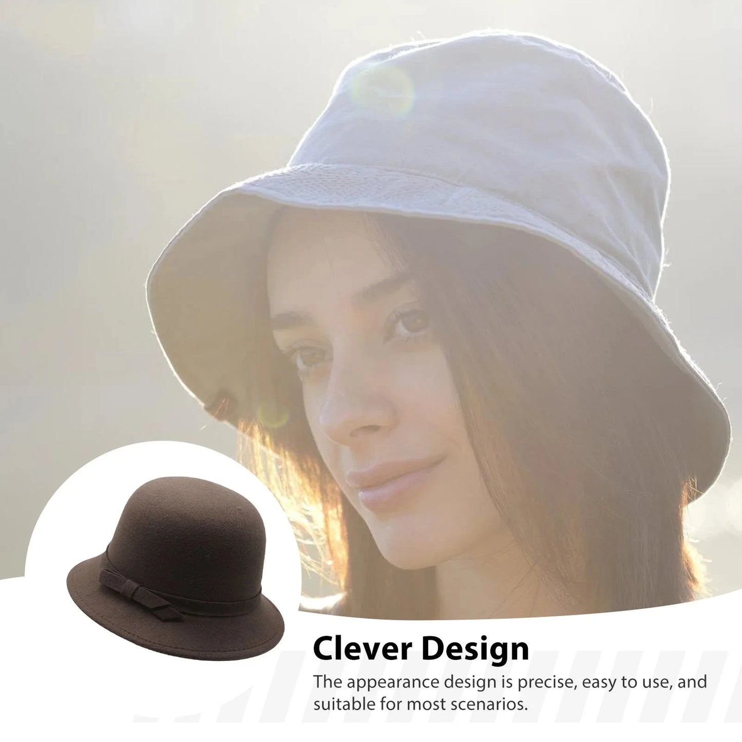 Summer Hats French Warm Bucket Hat Large Brim Bell Crown Flatters Face Shape for Women Daily Commute Vacations Autumn Winter Good Vibrations
