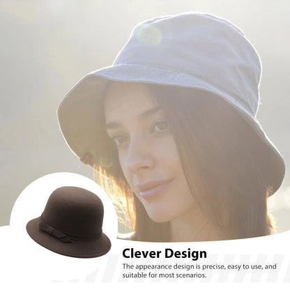 Summer Hats French Warm Bucket Hat Large Brim Bell Crown Flatters Face Shape for Women Daily Commute Vacations Autumn Winter Good Vibrations