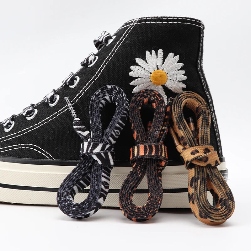 Leopard Zebra Tiger Snake Shoelaces Flat Shoe Laces for Sneakers Animal Pattern Print Shoelace Women Man Luxurious Shoestrings Good Vibrations