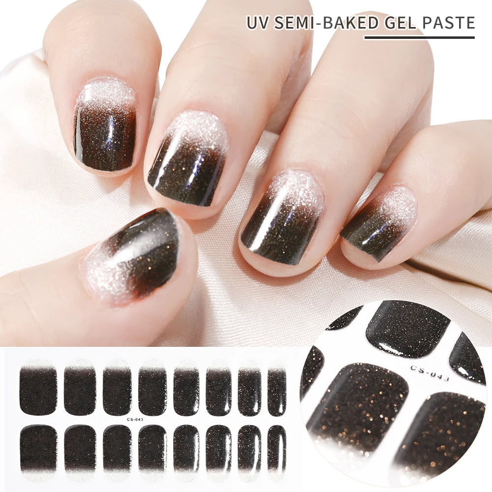UV Semi-Cured Gel Nail Wraps Stickers Strips French Long Lasting Full Cover LED Gel Semi Cured Nail Sliders For Nail Extension & Good Vibrations