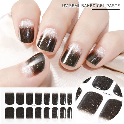UV Semi-Cured Gel Nail Wraps Stickers Strips French Long Lasting Full Cover LED Gel Semi Cured Nail Sliders For Nail Extension & Good Vibrations