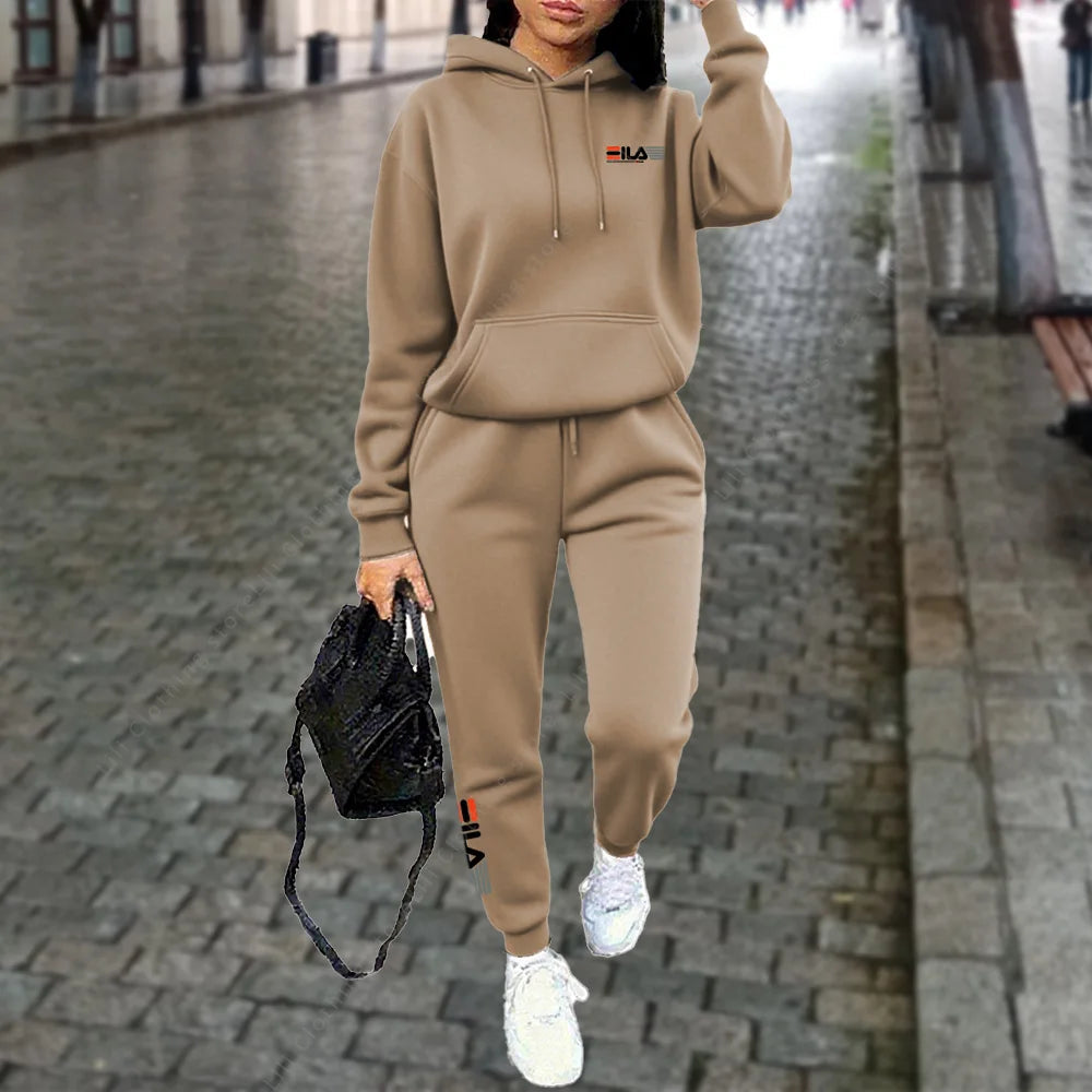 Women's Tracksuit Hoodies Trousers 2PCS Suit Winter Sports Jogging Outfits Fashion Street Designer Clothes for Women Pants Set Good Vibrations