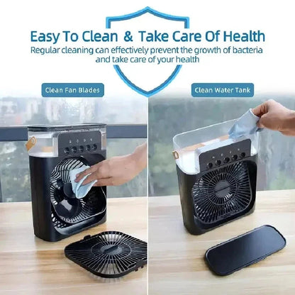 NEW Portable Humidifier Fan Air Conditioners USB Electric Fan LED Night Light Water Mist Fun 3 In 1 Air Cooler Humidifie ForHome Good Vibrations