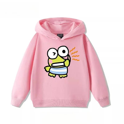 Sanrio's Cute Printed Hoodies for Boys and Girls with Big-eyed Frogs in Autumn Outdoor Casual Fashion for Children