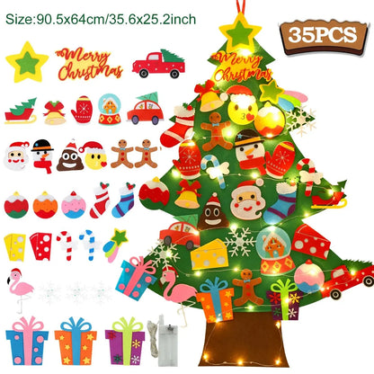 Kids DIY Felt Christmas Tree Merry Christmas Decorations For Home 2025 Christmas Ornaments Navidad 2026 New Year Gifts Xmas Tree Good Vibrations