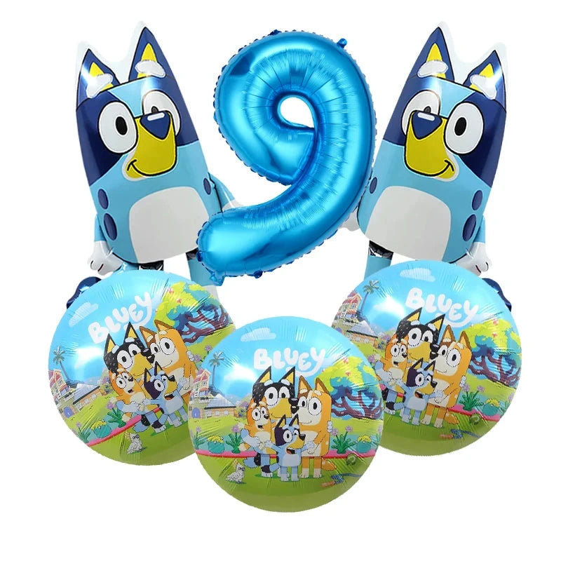 Bluey Christmas Birthday Party dinnerware Disposable Banner Cake Topper Hanging Flag bluey number Balloons Birthday Decoration Good Vibrations