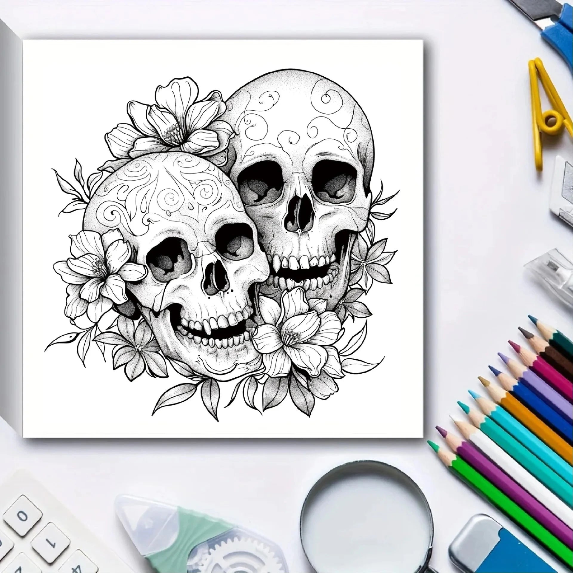 24 sheets Coloring Books Skull Halloween Devil Coloring Books Adult Coloring Books Graffiti Creative Illustrations Good Vibrations