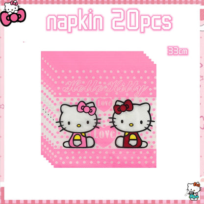 Hello Kitty Birthday Party Decoration Disposable Tableware Cup Plate Tablecloth Balloons Baby Shower Girls Party favors Supplies Good Vibrations