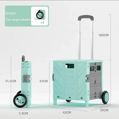 Home Supplies Trolley Shopping Storage Containers Folding Cart Plastic Shopping Cart Vehicle Mounted Storage Box Bag On Wheels Good Vibrations
