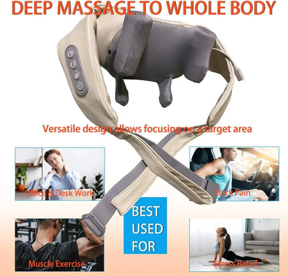 20W Beige Neck And Shoulder Massager Wireless Shoulder And Back Kneading Massage Shawl Trapezius Neck Cervical Masajeador Good Vibrations