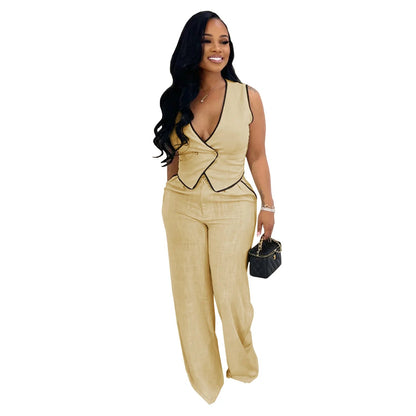 2 Piece Women Sets 2025 Summer Autumn New Arrival Matching Sets Black Color Two Pieces Sets Top Pants Suits Outfits Clothing Good Vibrations