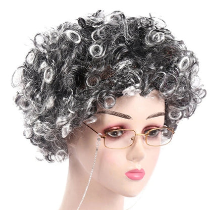 Kids Old Lady Wigs Short Gray Wigs Natural Lookings Halloween Cosplays Party Wigs Granny Costume Grandma Wigs for Girls Good Vibrations