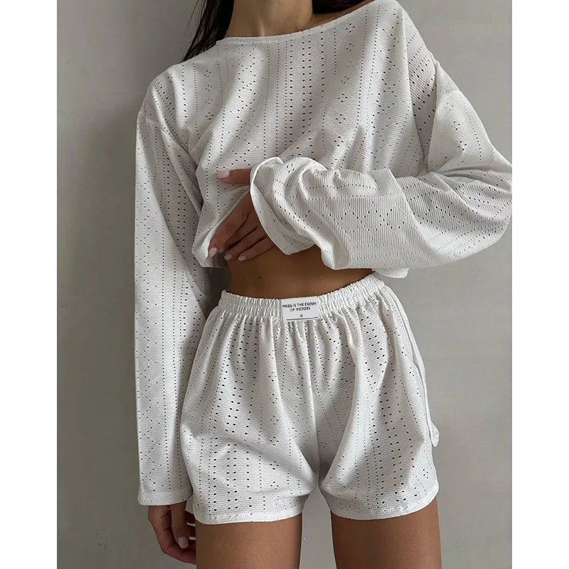 Women's Pajamas Set Sleepwear Spring Long Sleeve Tops With Shorts Home Clothes 2 Piece Sets Pyjama Femme Loungewear Pijama Mujer Good Vibrations