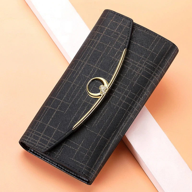 Luxury Designer Women's Long Leather Wallet High Quality Large Capacity Purses for Women Multifunctional Simple Elegant Handbag Good Vibrations