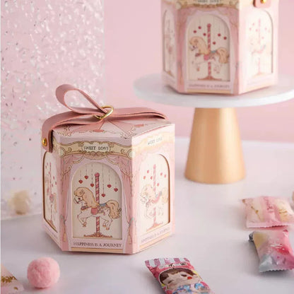 Gift Distribution Box,Carousel Horses,Candy Box Packaging for Baby Shower,Wedding, Birthday,Happy Circus Theme Party Decoration Good Vibrations