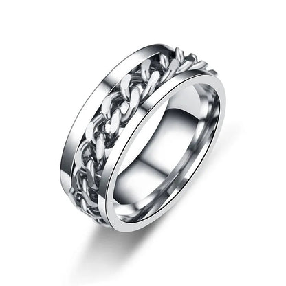 Titanium Steel Rotatable Chain Rings for Women Men Spinner Ring Decompression Multifunctional Chain Ring Bottle Opener Ring Gift Good Vibrations