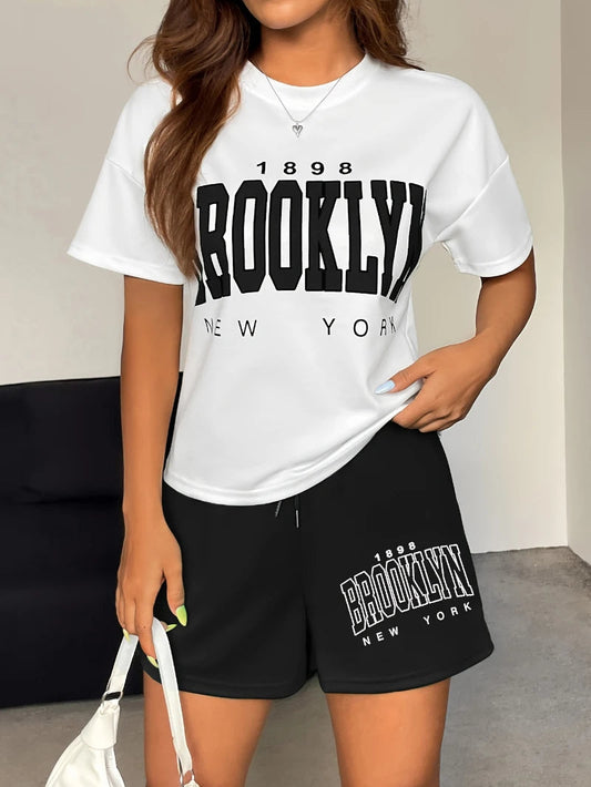 Women's Casual Two-Piece Set • Women's Summer Short-Sleeve T-Shirt and Shorts Set • Stylish Shorts Good Vibrations