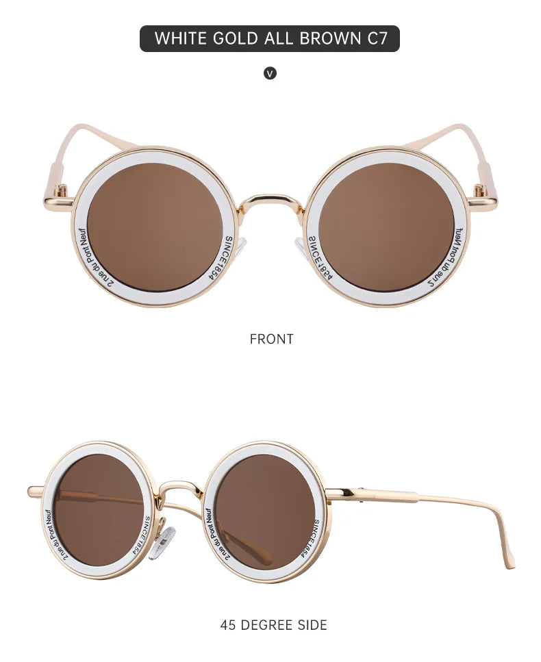Round Steampunk Sunglass Men Vintage Punk Sunglasses Women Trendy Retro Fashion Glasses Gafas De Sol Hombre Lunette Soleil Femme Good Vibrations