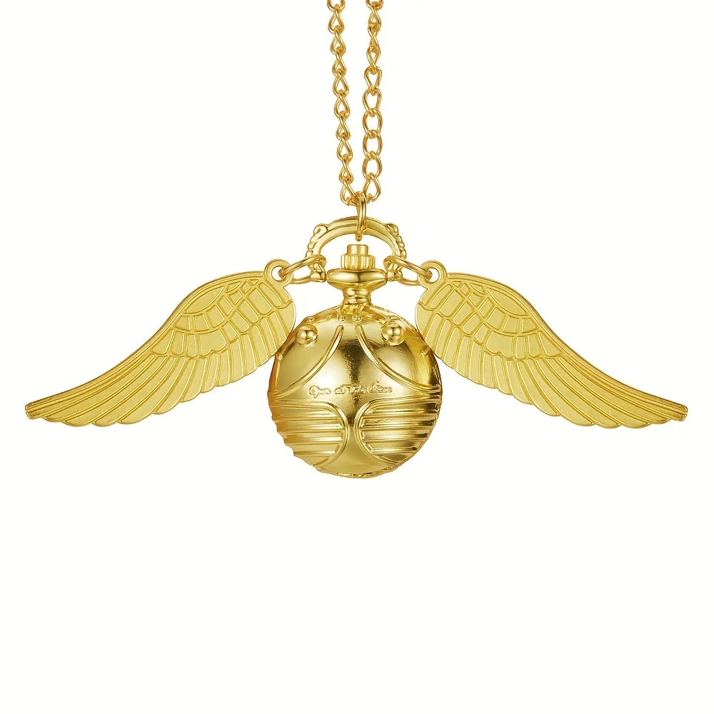 large small Golden Snitch spherical quartz pocket watch fashion sweater angel wing necklace pendant men and women pocket watch Good Vibrations