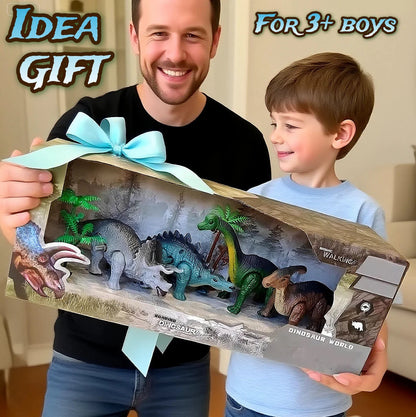 A Gift Set Of Dinosaur Toys, Running Mechanical Animal Toy That Walks Automatically When Wound Up. Birthday Gift For Children. Good Vibrations