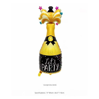 Adult Birthday Arrangement Champagne Bottle Wine Glass Shape Aluminum Film Balloon Wedding Party New Year Decoration Photo Props Good Vibrations