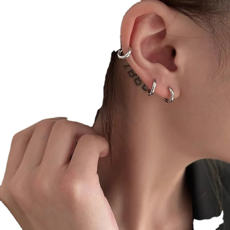 Exquisite 925 Sterling Silver Small Earrings, Plain Silver, Comfortable Earrings, Smooth Earrings, Suitable for Girls, Women Good Vibrations
