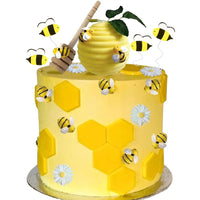 Daisy Bee Cake Toppers White Sunflower Bumble Bee Cake Decoration DIY Oh Babee Birthday Baby Shower Cupcake Topper Party Decor Good Vibrations