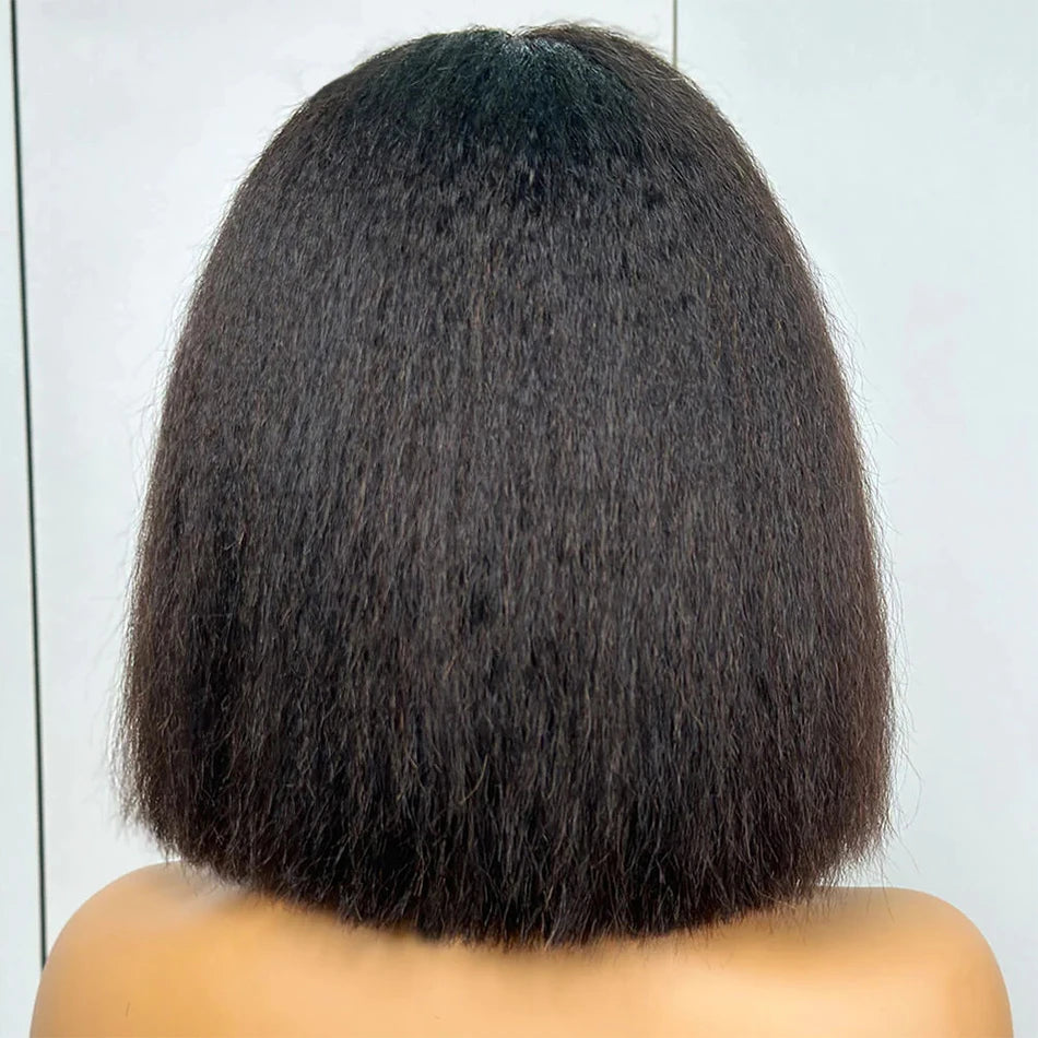 Wear And Go Glueless Wigs Yaki Straight Bob Wigs 13x4 Lace Front Wigs Human Hair Kinky Straight Lace Frontal Wigs Tissage Humain Good Vibrations