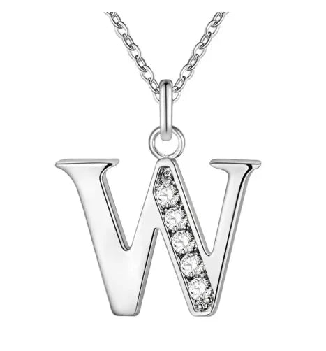 26 Letters 925 Sterling Silver Necklace Pendant Zircon For Women Exquisite Student Girlfriend Jewelry Accessories Wedding Gift Good Vibrations