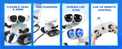 TOY Life Rechargeable RC Robot - LED Eyes Music Walkie Talkie Remote Control Toy for Kids Toddler Gift Good Vibrations