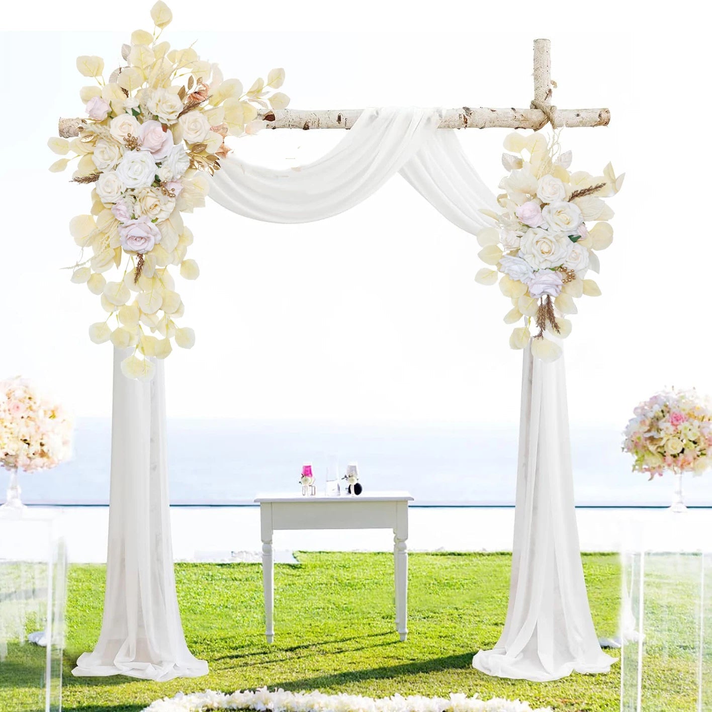 Yannew Artificial Arch Flowers Swag for Boho Wedding Baby Shower Ceremony Flower Garlands Arrangement Reception Backdrop Decor Good Vibrations