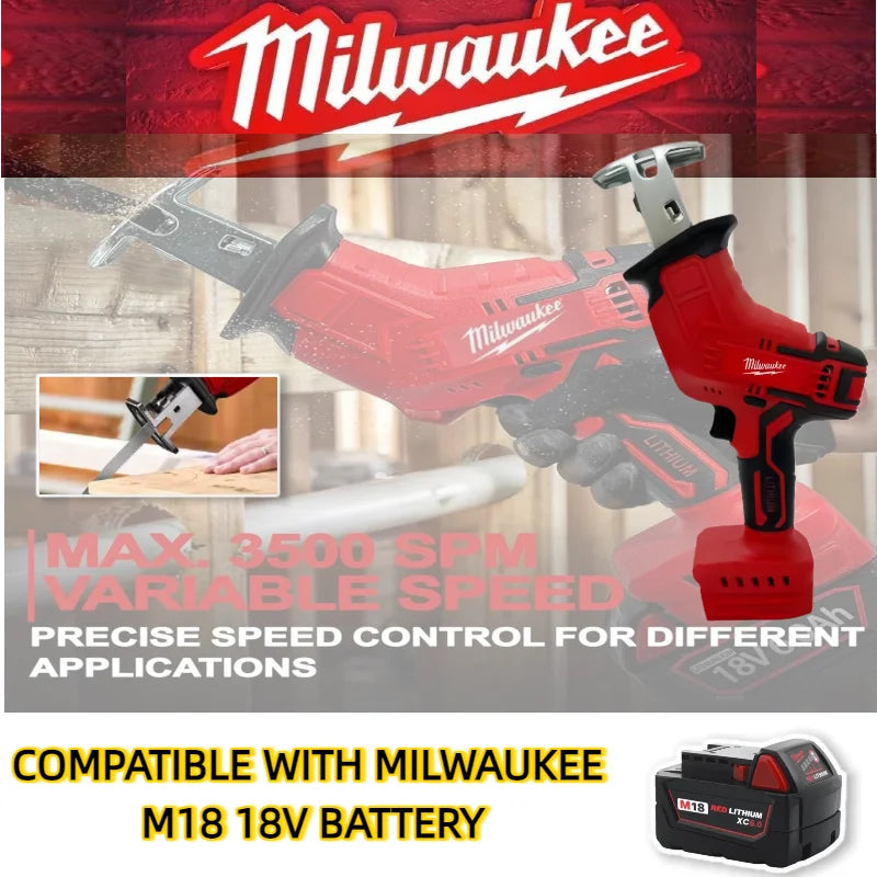 Milwaukee 18V Cordles Metal Pipe Cutting Saw  Electric Reciprocating Saw Wood  Electric Cutting Saw Tool with M18  Battery Good Vibrations