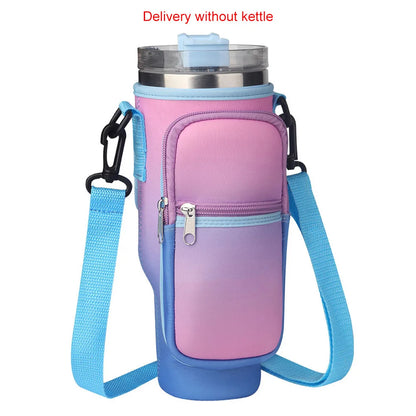 Portable Water Bottle Carrier Bag with Phone Pocket for Stanley 40oz Tumbler with Handle Neoprene Water Bottle Holder Pouch Good Vibrations
