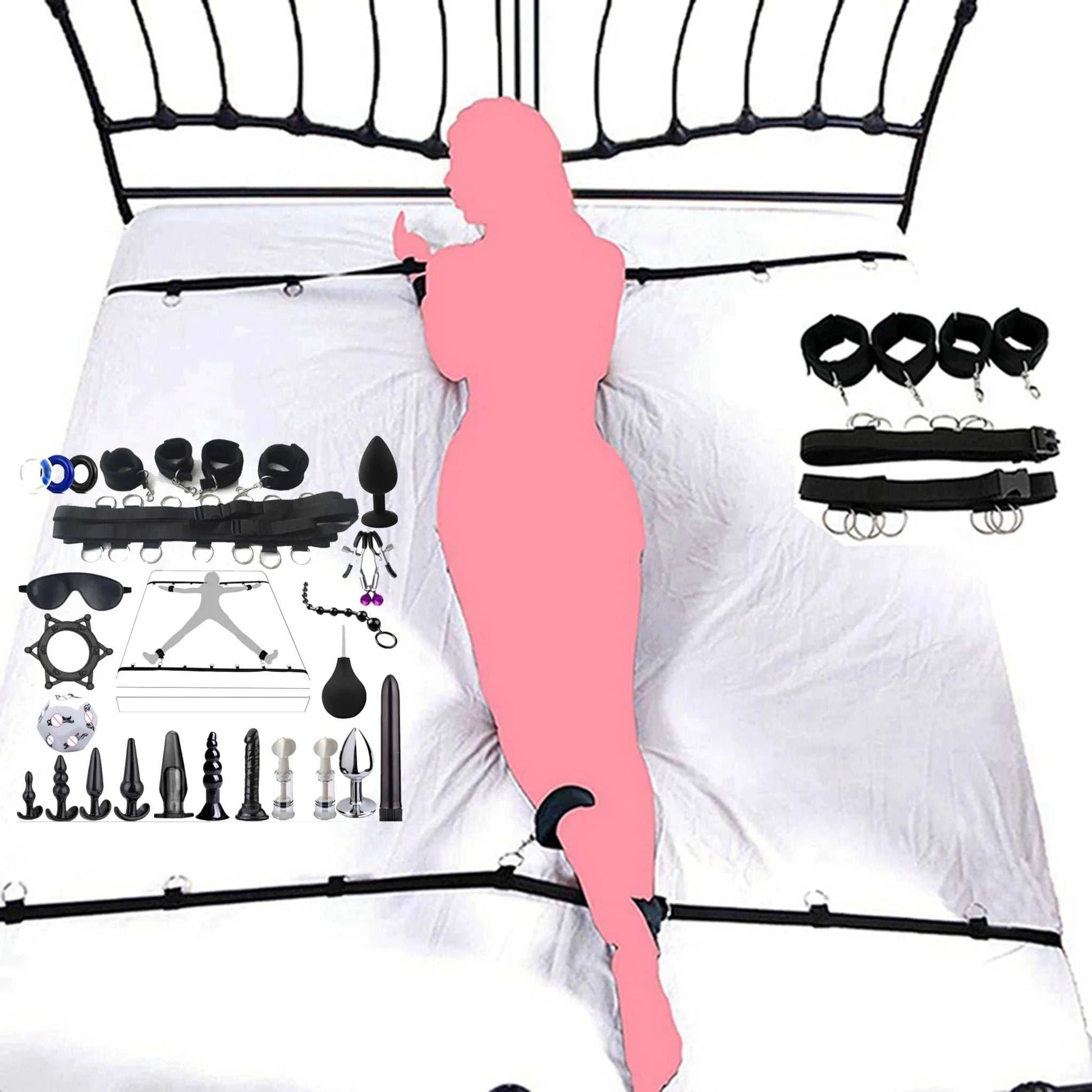 Sex Toy BDSM Kits Plush Sex Bondage Set Handcuffs Sex Games Whip Gag Nipple Clamps Sex Toys For Couples Exotic Accessories +18 GOOD Vibrations