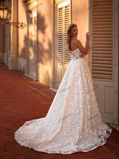 Gorgeous Wedding Dresses Glamorous Bridal Gowns Lace Appliques Strapless Backless Robes Pretty Vestidos De Novia Customized 2025