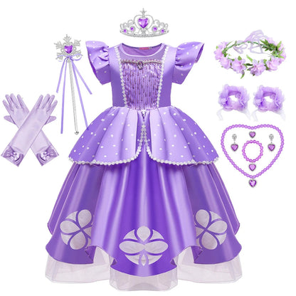 Girls Sofia Princess Dress Birthday Party Costume Kids Summer Purple Sophia Vestido Baby Halloween Cosplay Luxury Gown Good Vibrations