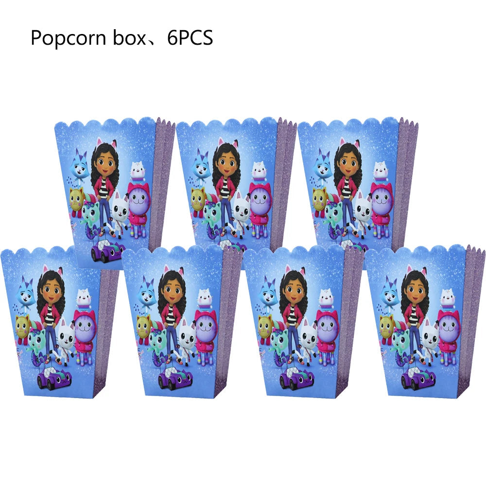 Gabby Doll House Birthday Party Decoration Cat Cutlery Cup Plate Stickers Baby Shower Children's Party Balloon DIY Toy Supplies Good Vibrations