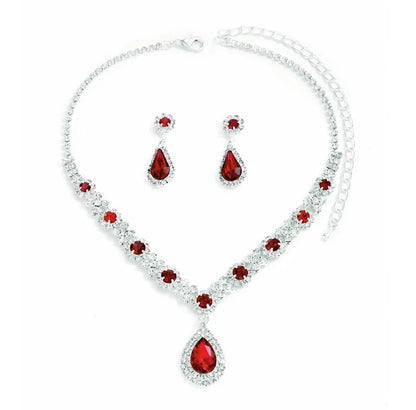 3 pieces of women's crystal droplet necklace with earrings set for wedding evening dress accessories Good Vibrations