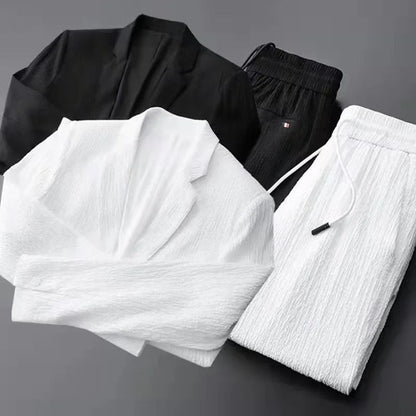 2024 Summer and Autumn New Fashion Suit Men's Long Sleeved High End Quality Casual Set Korean Edition Casual Two Piece Set Good Vibrations