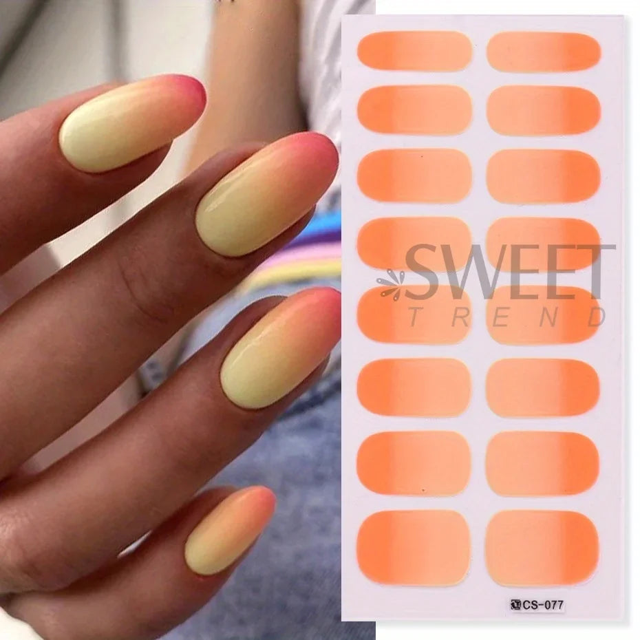 6pcs/set Gradient Nail Polish Strips Stickers Pink Purple Nude Color Ombre Design Full Cover Gel Decal Self Adhesive Wraps Decor Good Vibrations