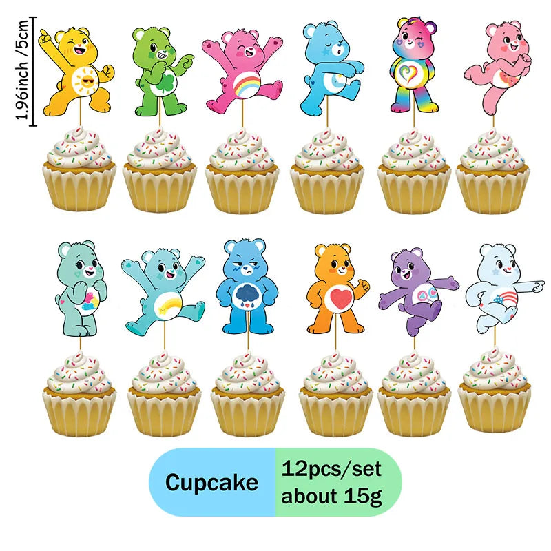 Care Bear Party Supplies Disposable Plate  Napkin Tablecloth Cake Topper Gifts Bag Kids for Birthday Party Decorations Set Gifts Good Vibrations