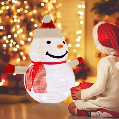 3D Christmas Collapsible Snowman Decorations 23Inch Light Up Christmas Snowman with LED Cool White Lights for Indoor Outdoor Ga Good Vibrations
