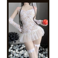 Porno Wedding Bride Fancy Dress Cosplay Uniform Women Sexy Lingerie See Through Exotic Costumes Nightgowns Adult Roleplay Good Vibrations