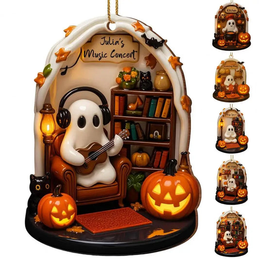 Adorable Halloween Decorations Ghost Scene Decor Spooky Halloween Ghost Ornaments for Indoor Home Decor Acrylic for Reading Good Vibrations