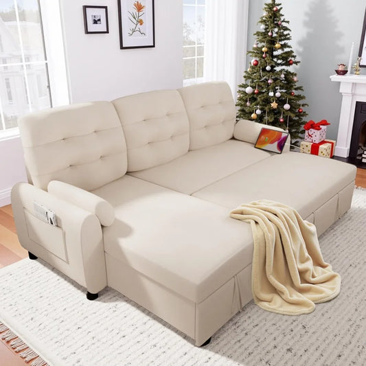 2-in-1 Sleeper Sofa – Pullout Bed with Reversible Chaise & Charging Station Good Vibrations