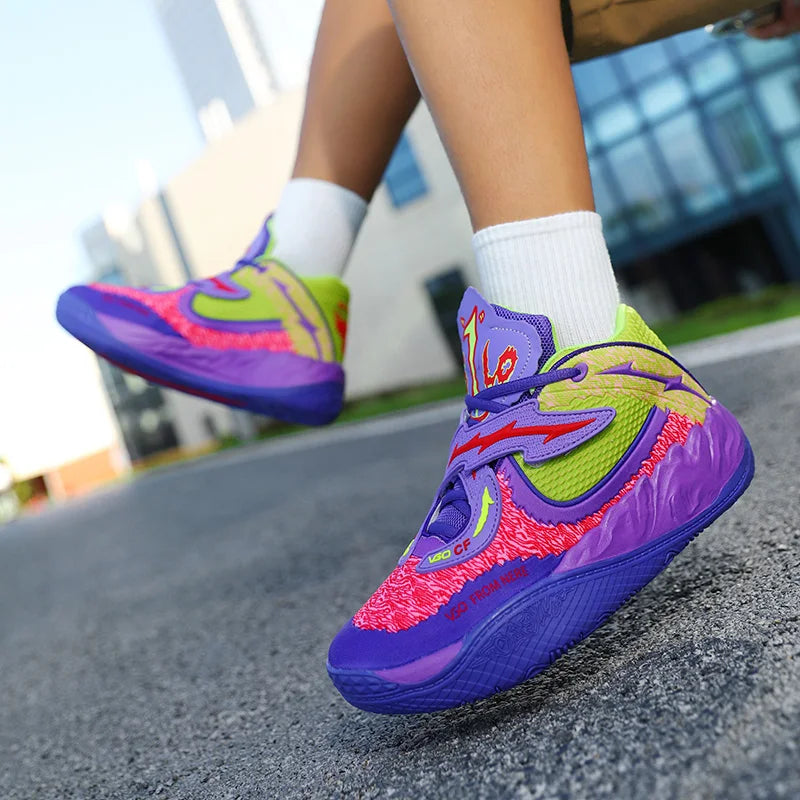 New basketball shoes with Velcro MD+rubber anti slip sole, high elastic response, suitable for both men's and women's indoor and Good Vibrations