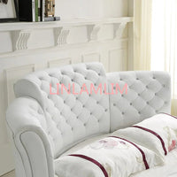 Smart bed frame camas bedroom кровать двуспальная lit beds سرير  muebles de dormitorio мебель LED light round genuine leather Good Vibrations