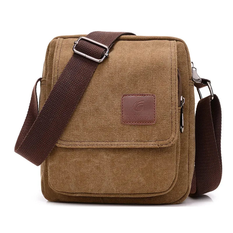 Casual Crossbody Bag, Men's Retro Canvas Crossbody Bag, Suitable for Going Out and Daily Commuting, Shoulder Bag Good Vibrations