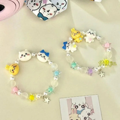 Chiikawas Bracelet Cute Cartoon Figure Resin Bracelets Jewelry Girls Women Friendship Fashion Birthday Gifts Beads Accessories Good Vibrations